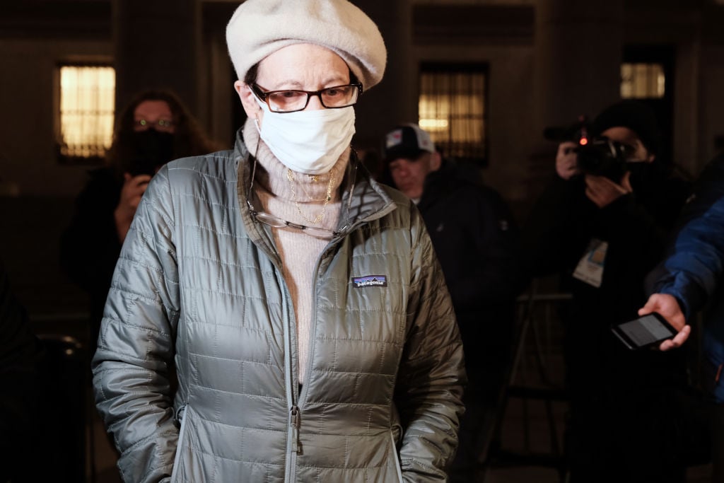 NEW YORK, NEW YORK - DECEMBER 21: Isabel Maxwell, sister of Ghislaine Maxwell, leaves the Thurgood Marshall United States Courthouse in Manhattan at the end of the day as the jury deliberations continue on December 21, 2021 in New York City. The 59-year-old Ghislaine Maxwell is accused of helping the financier Jeffrey Epstein recruit and sexually abuse four underage girls for years. If convicted the British socialite could face up to 80 years in prison. (Photo by Spencer Platt/Getty Images)