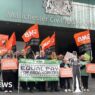 Asda workers hold rally as equal pay case begins in Manchester