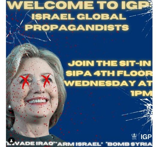 Columbia Students Target ‘War Criminal’ and ‘Israel Global Propagandist’ Hillary Clinton With Sit-In Protest