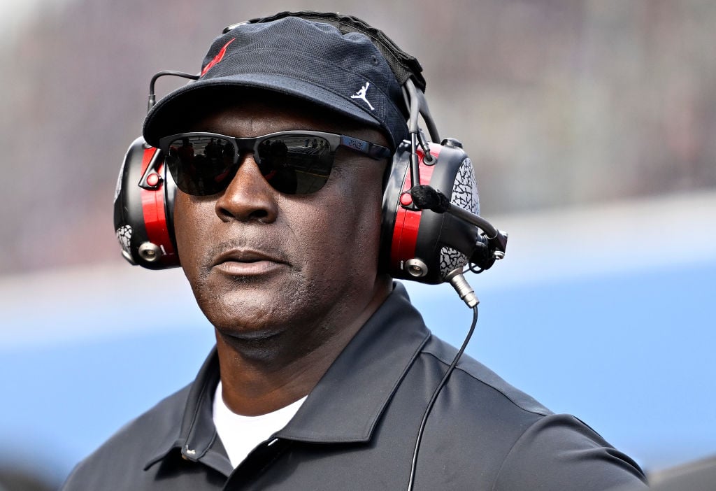 BROOKLYN, MICHIGAN - AUGUST 18: Michael Jordan, NBA Hall of Famer and co-owner of 23XI Racing looks on during the NASCAR Cup Series FireKeepers Casino 400 at Michigan International Speedway on August 18, 2024 in Brooklyn, Michigan. (Photo by Logan Riely/Getty Images)