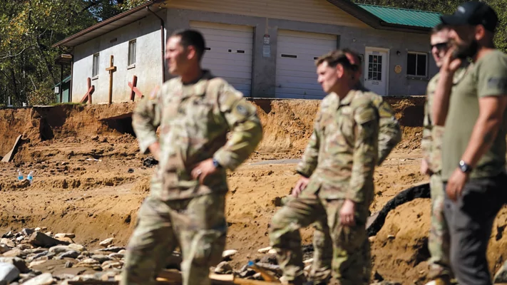 Helpers prevailing amid the flood