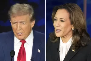 How many Republicans support Harris and Democrats support Trump?