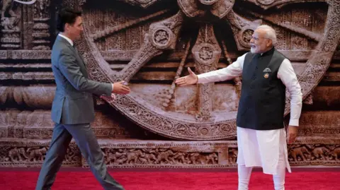 AFP India's Prime Minister Narendra Modi (R) shakes hand with Canada's Prime Minister Justin Trudeau ahead of the G20 Leaders' Summit in New Delhi on September 9, 2023