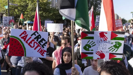 Jewish and anti-Israel students protest at Columbia on Oct. 7 anniversary