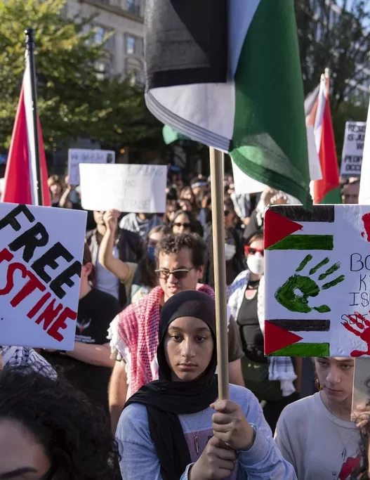 Jewish and anti-Israel students protest at Columbia on Oct. 7 anniversary