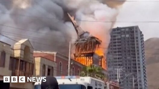 Tower falls as historic San Francisco Church destroyed by fire