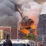 Tower falls as historic San Francisco Church destroyed by fire